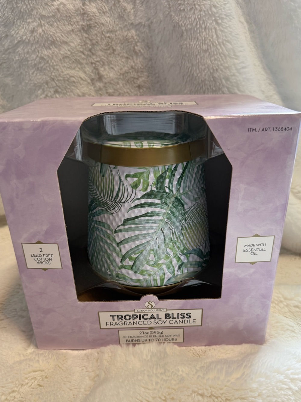 Tropical Bliss Fragranced Soy Candle - Green Palm Print